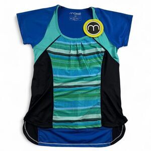 Moxie Cycling Co Women’s Jersey Size L Blue Green Bike Shirt Pocket NWT